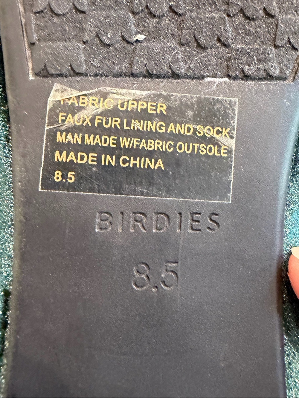 Birdies The Phoebe Dark Green Velvet Faux Fur-Lined Slides Indoor Outdoor 8.5 - Picture 8 of 8